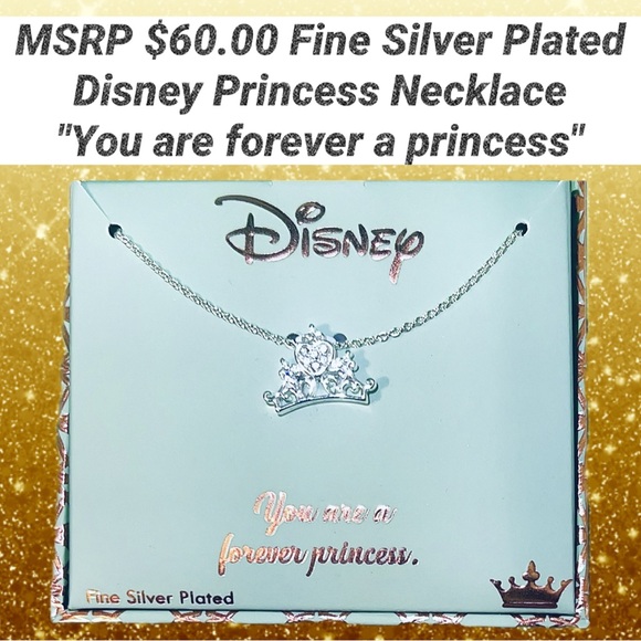 Disney Jewelry - Disney Forever Princess Neckace NWT Fine Silver Plated 18” MSRP $60.00 Gift Box